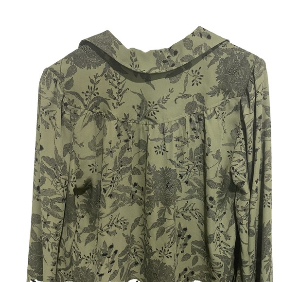 Ann Taylor Factory Women's Long Sleeve Button Down Green Floral Top Size M - Picture 10 of 11